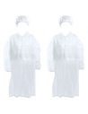 Tradineur - Pack de 2 trajes protectores de trabajo, cierre con botones y gorro, mono desechable de TNT, protección, multiusos,