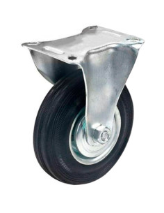 Tradineur - Rueda fija para muebles, goma y hierro, incluye placa de montaje, rueda de transporte para cargas pesadas, industria