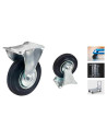 Tradineur - Rueda fija para muebles, goma y hierro, incluye placa de montaje, rueda de transporte para cargas pesadas, industria