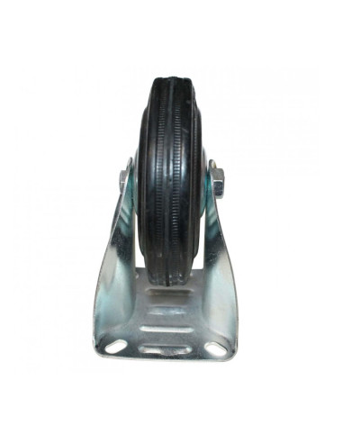 Tradineur - Rueda fija para muebles, goma y hierro, incluye placa de montaje, rueda de transporte para cargas pesadas, industria