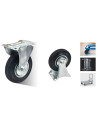 Tradineur - Pack de 4 ruedas fijas para muebles, goma y hierro, incluyen placa de montaje, rueda de transporte para cargas pesad