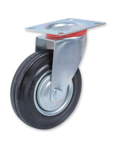 Tradineur - Rueda giratoria para muebles, goma y hierro, incluye placa de montaje, rueda de transporte para cargas pesadas, indu