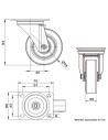 Tradineur - Pack de 4 ruedas giratorias para muebles, goma y hierro, incluyen placa de montaje, rueda de transporte para cargas