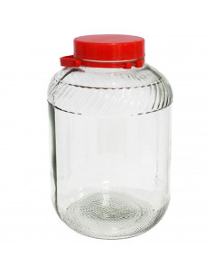 Tradineur - Tarro de vidrio con asa y doble tapa, bote con boca ancha, frasco, recipiente para almacenar conservas, encurtidos,