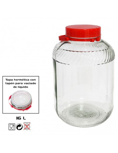 Tradineur - Tarro de vidrio con asa y doble tapa, bote con boca ancha, frasco, recipiente para almacenar conservas, encurtidos,