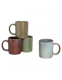 Tradineur - Pack de 4 Tazas Mug Modelo Helsinki - Fabricado en cerámica - Ideal para café e infusiones - Apta para lavavajillas