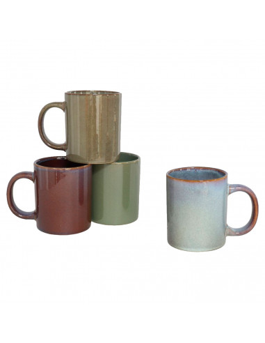 Tradineur - Pack de 4 Tazas Mug Modelo Helsinki - Fabricado en cerámica - Ideal para café e infusiones - Apta para lavavajillas