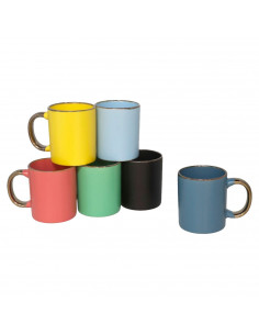 Tradineur - Pack de 6 Tazas Mug Modelo Amberes - Fabricado en cerámica - Ideal para café e infusiones - Apta para lavavajillas y