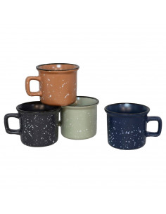 Tradineur - Pack de 4 Tazas Mug Modelo Ontario - Fabricado en cerámica - Ideal para café e infusiones - Apta para lavavajillas y