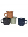 Tradineur - Pack de 4 Tazas Mug Modelo Ontario - Fabricado en cerámica - Ideal para café e infusiones - Apta para lavavajillas y