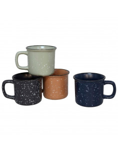 Tradineur - Pack de 4 Tazas Mug Modelo Ontario - Fabricado en cerámica - Ideal para café e infusiones - Apta para lavavajillas y