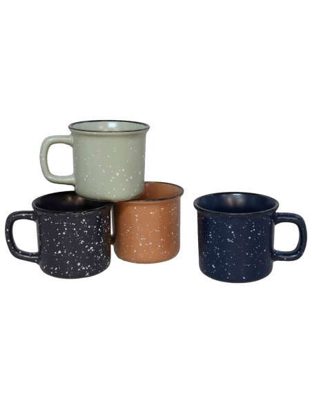 Tradineur - Pack de 4 Tazas Mug Modelo Ontario - Fabricado en cerámica - Ideal para café e infusiones - Apta para lavavajillas y