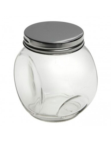 Tradineur - Pack de 3 tarros de cristal con tapa metálica de 450 ml, juego de frascos de vidrio para caramelos, gominolas, condi