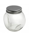 Tradineur - Pack de 3 tarros de cristal con tapa metálica de 450 ml, juego de frascos de vidrio para caramelos, gominolas, condi