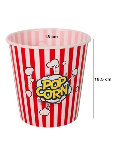 Tradineur - Pack de 2 cubos de palomitas de plástico a rayas, recipiente reutilizable para cine en casa, fiestas, celebraciones
