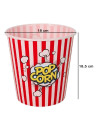 Tradineur - Pack de 2 cubos de palomitas de plástico a rayas, recipiente reutilizable para cine en casa, fiestas, celebraciones