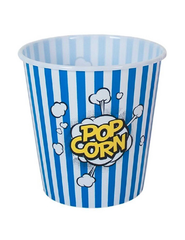 Tradineur - Pack de 2 cubos de palomitas de plástico a rayas, recipiente reutilizable para cine en casa, fiestas, celebraciones