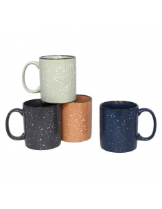 Tradineur - Pack de 4 Tazas Mug Modelo Ontario - Fabricado en cerámica - Ideal para café e infusiones - Apta para lavavajillas y