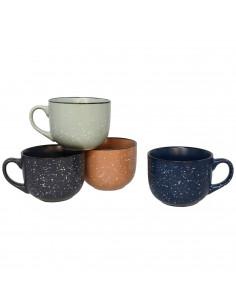 Tradineur - Pack de 4 Tazas Mug Modelo Ontario - Fabricado en cerámica - Ideal para café e infusiones - Apta para lavavajillas y