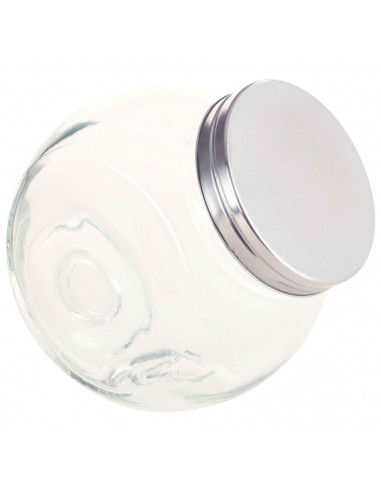 Tradineur - Pack de 3 tarros de cristal con tapa metálica de 450 ml, juego de frascos de vidrio para caramelos, gominolas, condi