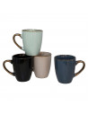 Tradineur - Pack de 4 Tazas Mug Modelo Regina - Fabricado en cerámica - Ideal para café e infusiones - Apta para lavavajillas y