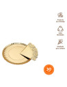 Tradineur - Pack de 6 bandejas redondas de cartón con blonda, fuente reciclable para pasteles con encaje de papel, decoración de
