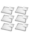 Tradineur - Pack de 6 bandejas rectangulares de cartón con blonda, fuente reciclable para pasteles con encaje de papel, decoraci