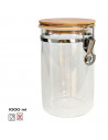 Tradineur - Tarro de vidrio borosilicato con tapa de bambú y cierre metálico, bote hermético, frasco, recipiente para guardar pa
