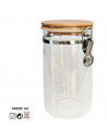 Tradineur - Tarro de vidrio borosilicato con tapa de bambú y cierre metálico, bote hermético, frasco, recipiente para guardar pa