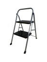 Tradineur - Escalera metálica plegable de 2 peldaños - Fabricado en Hierro - Soporta hasta un peso de 150 kg - Antideslizante -