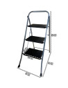 Tradineur - Escalera metálica plegable de 3 peldaños - Fabricado en Hierro - Soporta hasta un peso de 150 kg - Antideslizante -