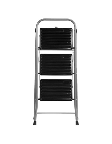 Tradineur - Escalera metálica plegable de 3 peldaños - Fabricado en Hierro - Soporta hasta un peso de 150 kg - Antideslizante -