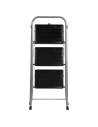 Tradineur - Escalera metálica plegable de 3 peldaños - Fabricado en Hierro - Soporta hasta un peso de 150 kg - Antideslizante -