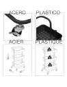 Tradineur - Carrito auxiliar con ruedas, 3 niveles, acero y plástico, camarera, estantería móvil de almacenamiento, baño, cocina