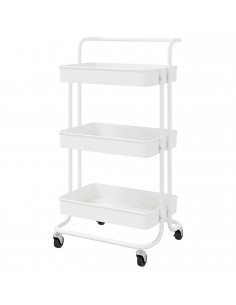 Tradineur - Carrito auxiliar con ruedas, 3 niveles, acero y plástico, camarera, estantería móvil de almacenamiento, baño, cocina
