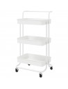 Tradineur - Carrito auxiliar con ruedas, 3 niveles, acero y plástico, camarera, estantería móvil de almacenamiento, baño, cocina