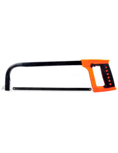 Tradineur - Sierra de arco, mango ergonómico de plástico y hoja intercambiable de 31 cm, resistente y ligera, cortar metal, bric