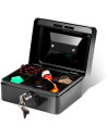 Tradineur - Caja de caudales con cerradura, metal y plástico, incluye 2 llaves, recipiente seguro para dinero, joyas - 15 x 12 x
