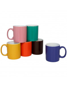 Tradineur - Pack de 6 tazas de cerámica, modelo Sierra, café, té, infusiones, aptas para lavavajillas y microondas - 12 x 8 cm -