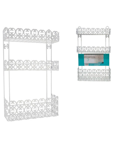 Tradineur - Estantería de baño, metal, 3 niveles, organizador de productos de aseo, higiene, pared, ducha, ligera y resistente (