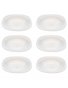 Tradineur - Pack de 6 platos hondos cuadrados, modelo Boreal, vidrio opal, extra resistentes, vajilla de cocina, aptos para lava