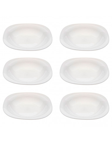 Tradineur - Pack de 6 platos hondos cuadrados, modelo Boreal, vidrio opal, extra resistentes, vajilla de cocina, aptos para lava