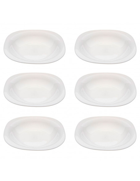 Tradineur - Pack de 6 platos hondos cuadrados, modelo Boreal, vidrio opal, extra resistentes, vajilla de cocina, aptos para lava