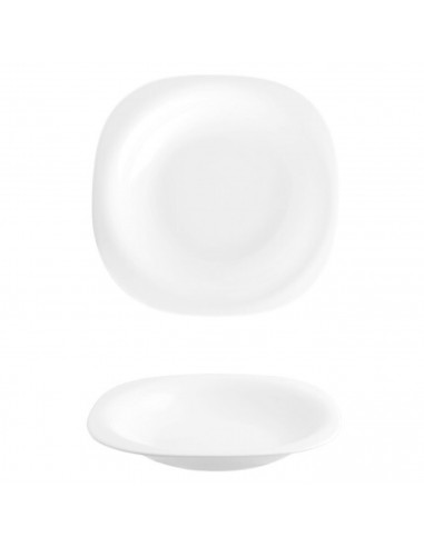 Tradineur - Pack de 6 platos hondos cuadrados, modelo Boreal, vidrio opal, extra resistentes, vajilla de cocina, aptos para lava