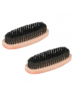 Tradineur - Pack de 2 cepillos para calzado, cuidado de cuero liso y rugoso, limpieza, lustre de zapatos - 14 cm
