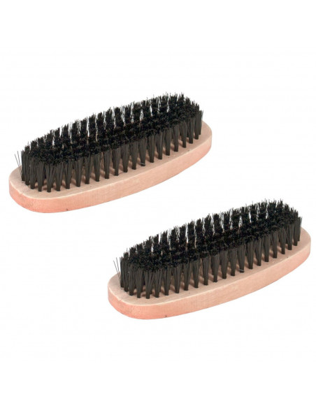 Tradineur - Pack de 2 cepillos para calzado, cuidado de cuero liso y rugoso, limpieza, lustre de zapatos - 14 cm