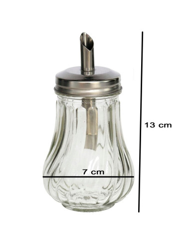 Tradineur - Pack de 2 dosificadores de aliño, vidrio y acero, aceitera rellenable, aceite, vinagre, aptos para uso alimentario,