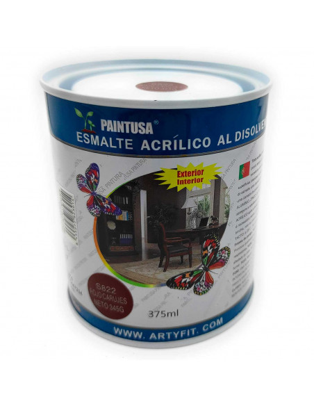 Paintusa - Bote de pintura esmalte rojo carruajes S822, 375 ml, ideal para interior y exterior, 9.5 x 8.5 x 8.5 cm
