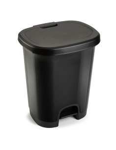 Tradineur - Cubo de basura con pedal - Fabricado en Plástico - Capacidad de 27 Litros - 45 x 38 x 32 cm - Color Negro.