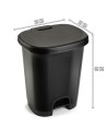 Tradineur - Cubo de basura con pedal - Fabricado en Plástico - Capacidad de 27 Litros - 45 x 38 x 32 cm - Color Negro.